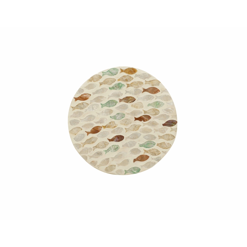 Laysan Home Transitional Drum Table in Ivory