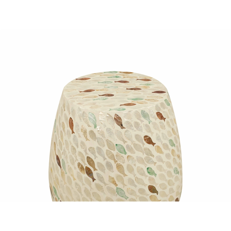 Laysan Home Transitional Drum Table in Ivory