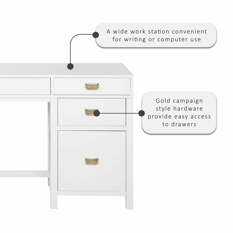 Laysan Home 4 Drawers Modern Wood Side Storage Desk in White