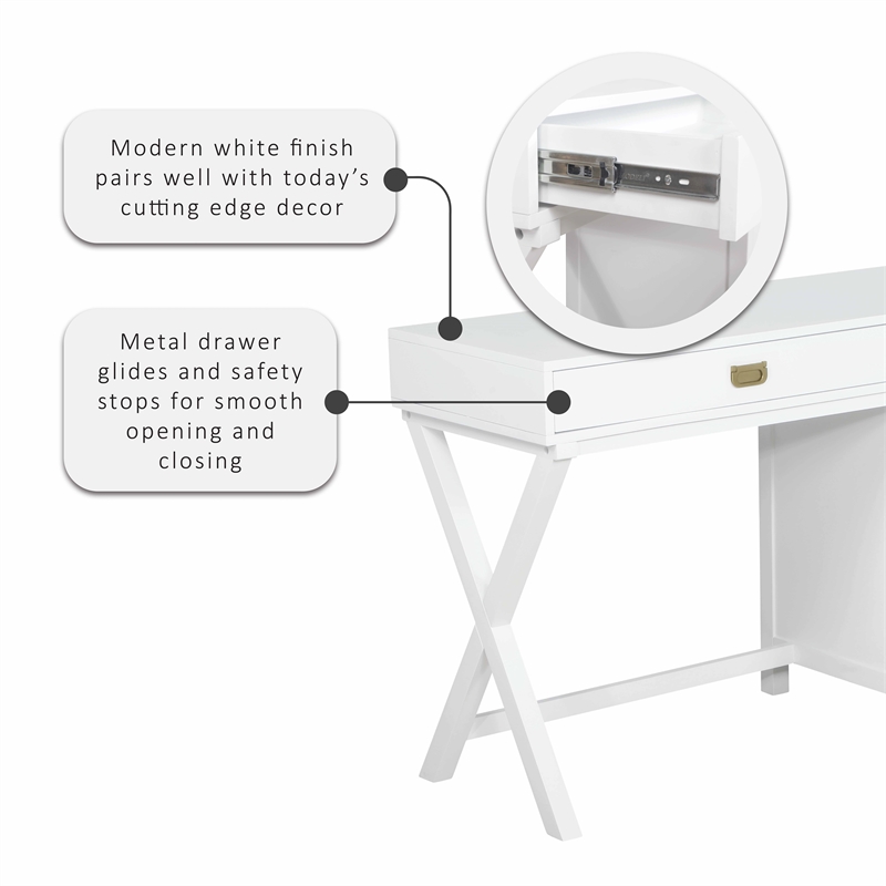 Laysan Home 4 Drawers Modern Wood Side Storage Desk in White