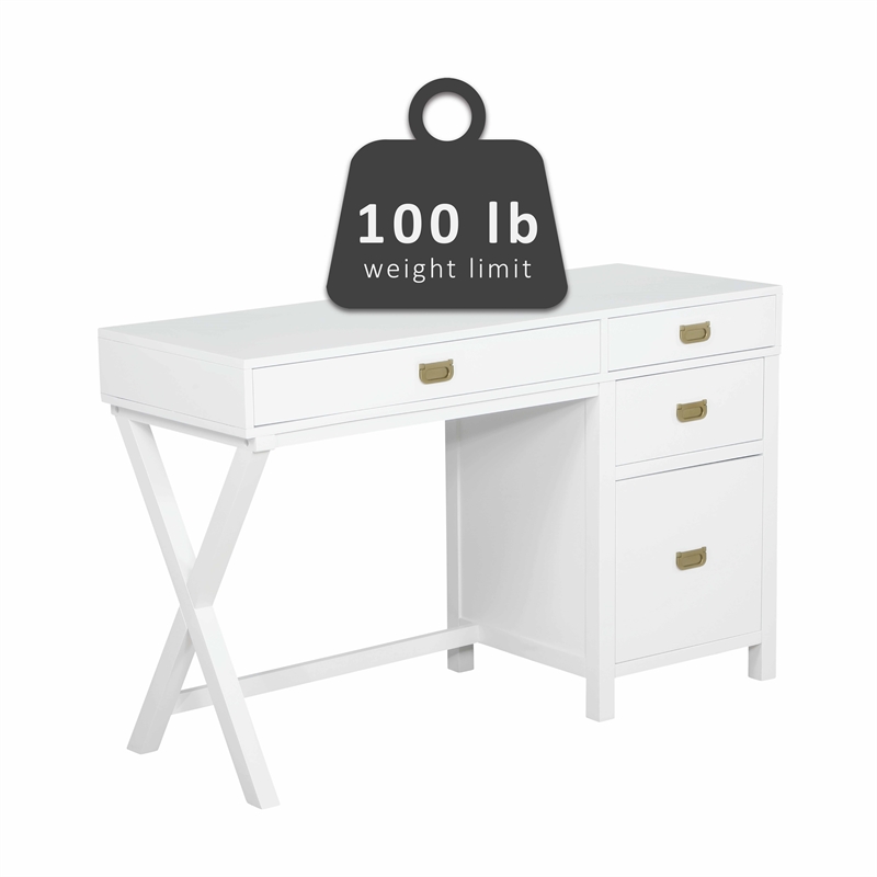 Laysan Home 4 Drawers Modern Wood Side Storage Desk in White