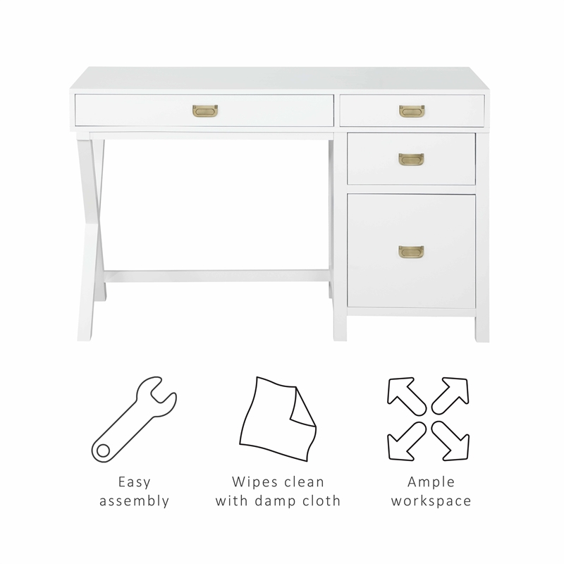 Laysan Home 4 Drawers Modern Wood Side Storage Desk in White