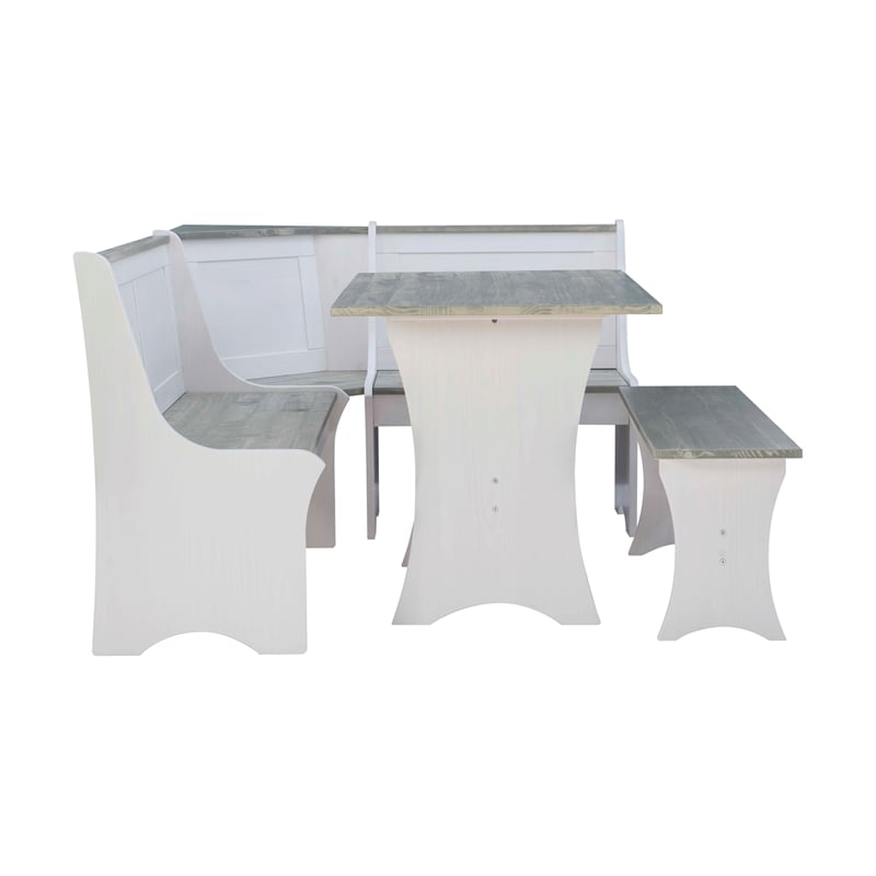 Laysan Home Coastal Wood Corner Dining Nook in Gray