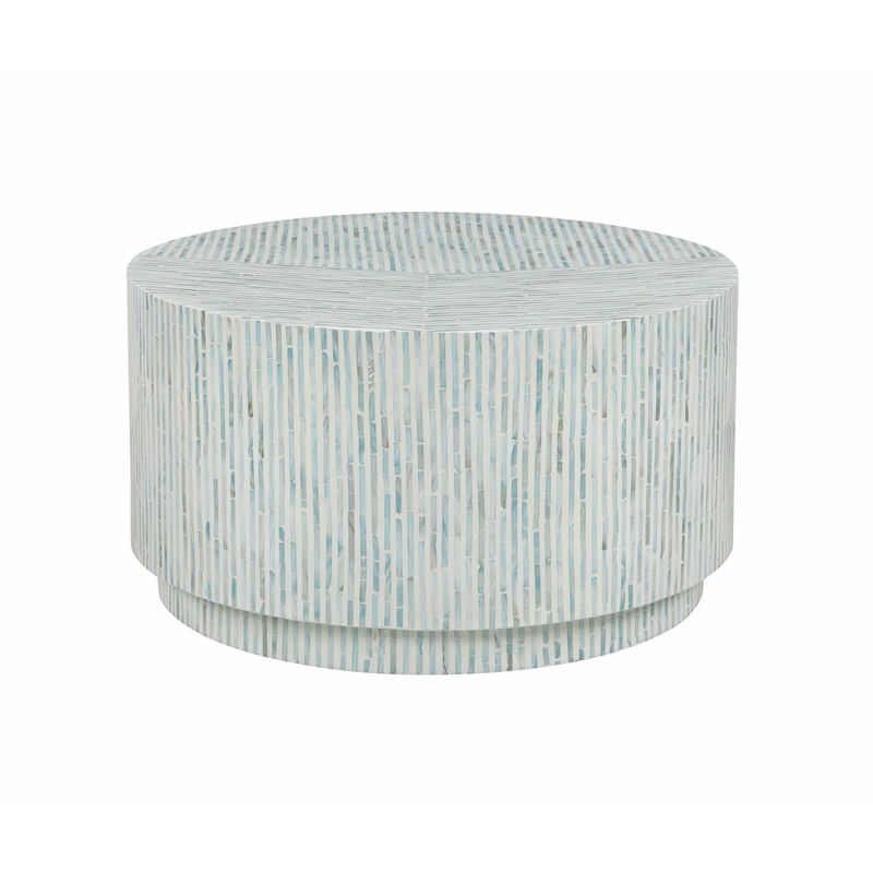 Laysan Home Transitional Capiz Coffee Table in Blue