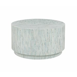 Laysan Home Transitional Capiz Coffee Table in Blue