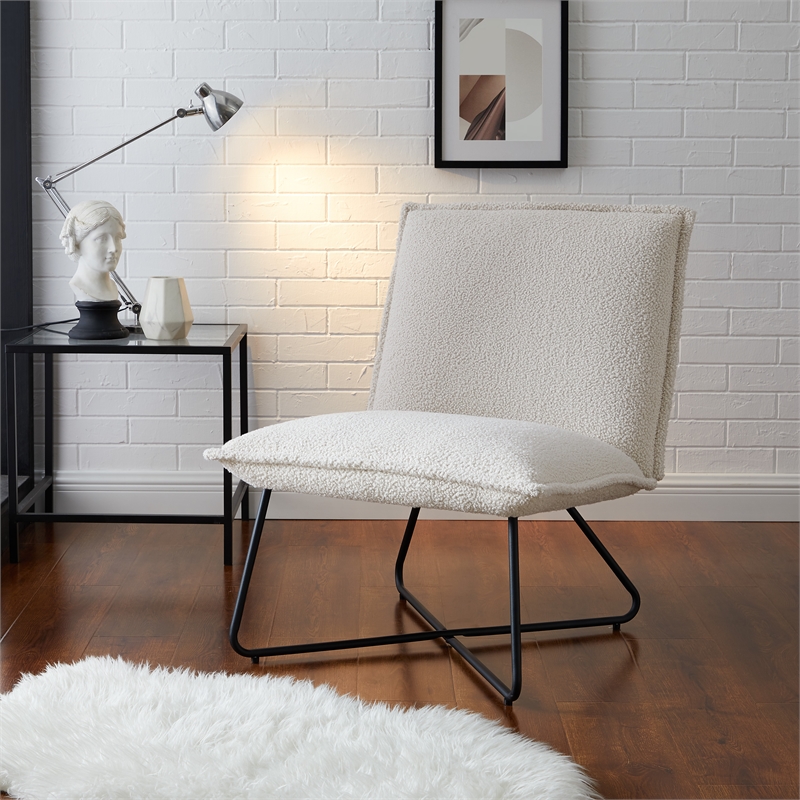 Laysan Home Modern Metal Upholstered Chair in Black and Natural