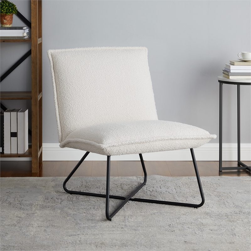 Laysan Home Modern Metal Upholstered Chair in Black and Natural