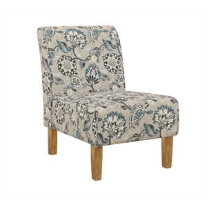 laysan home transitional wood accent floral chair in slate and brown