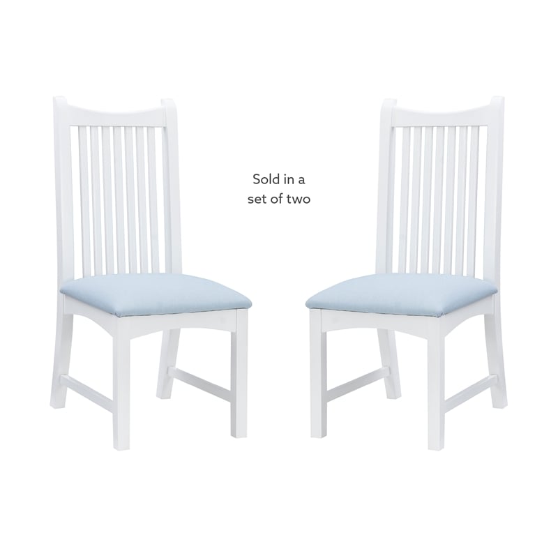 Laysan Home Solid Beech Wood Upholstered Set of Two Side Chairs in White