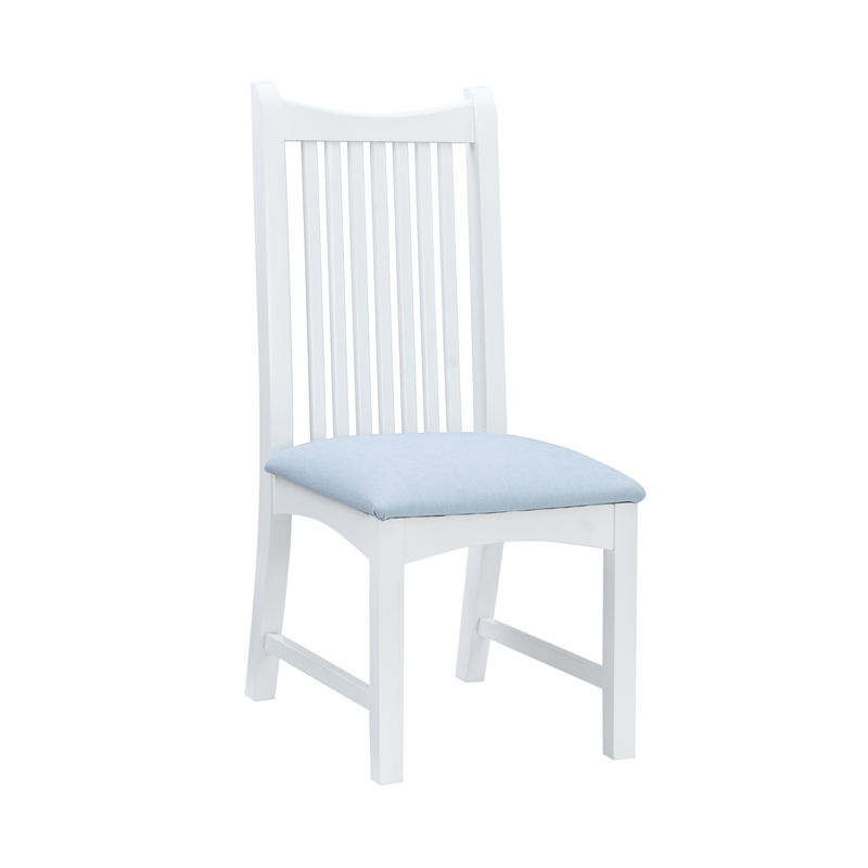 Laysan Home Solid Beech Wood Upholstered Set of Two Side Chairs in White