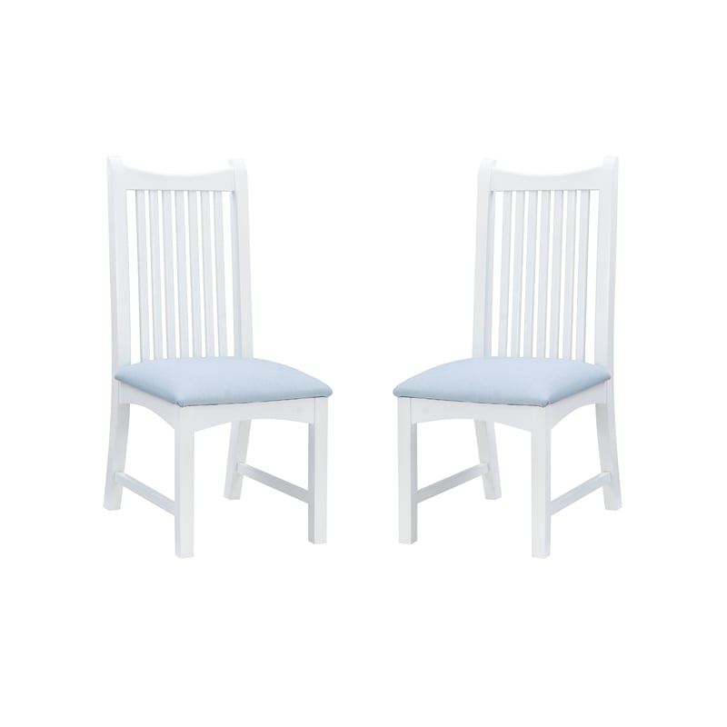 Laysan Home Solid Beech Wood Upholstered Set of Two Side Chairs in White