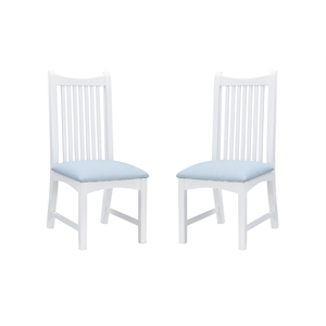 Laysan Home Solid Beech Wood Upholstered Set of Two Side Chairs in White