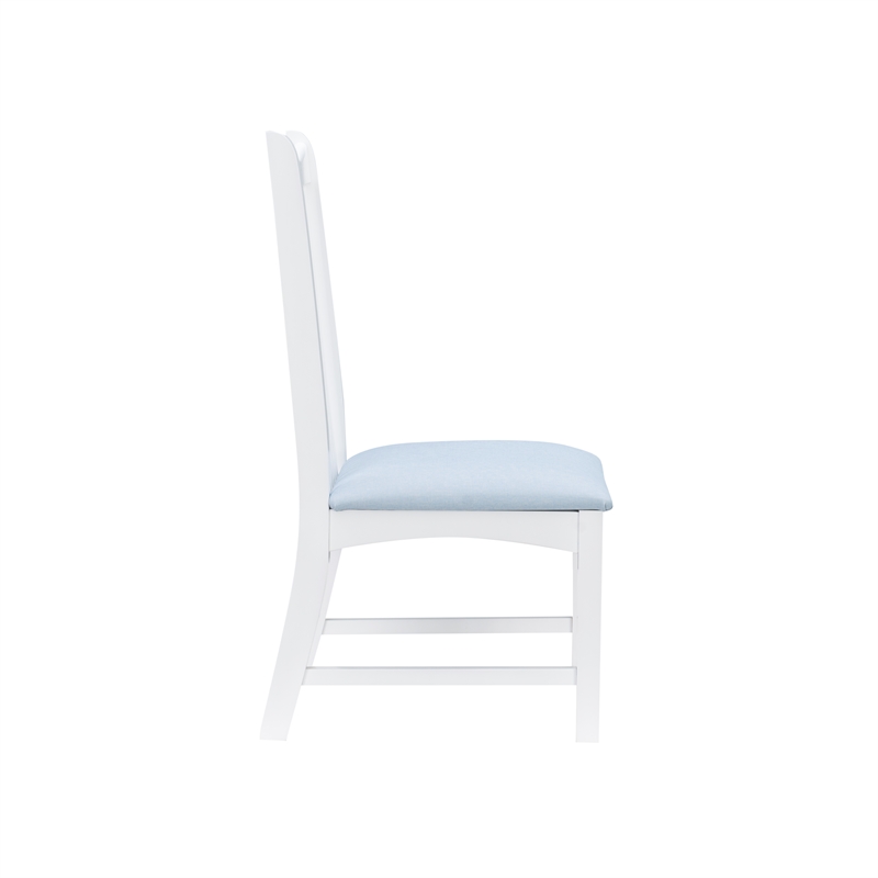 Laysan Home Solid Beech Wood Upholstered Set of Two Side Chairs in White