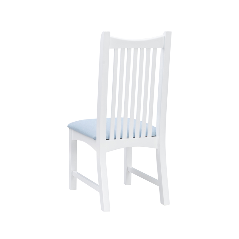 Laysan Home Solid Beech Wood Upholstered Set of Two Side Chairs in White