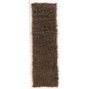 Laysan Home Transitional Flokati Hand Woven Wool 2'4&quotx8'6&quot Rug in a Brown