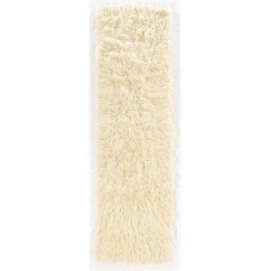 Laysan Home Transitional Flokati Hand Woven Wool 2'4&quotx8'6&quot Rug in Natural