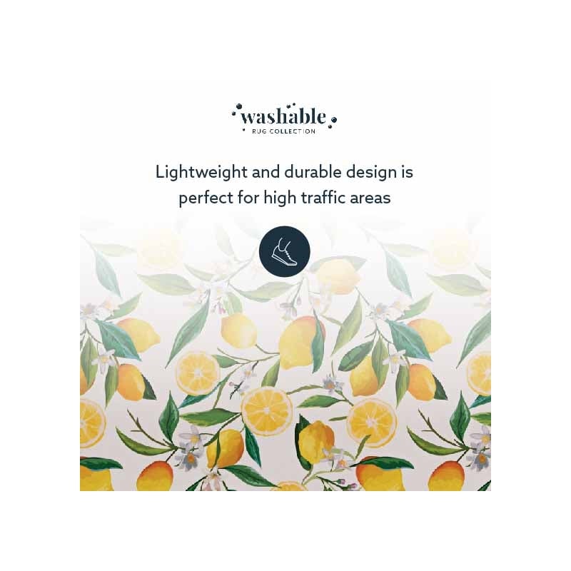 Laysan Home Transitional Washable Polyester 2'x3' Rug in Ivory and Yellow