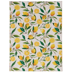 Laysan Home Transitional Washable Polyester 2'x3' Rug in Ivory and Yellow