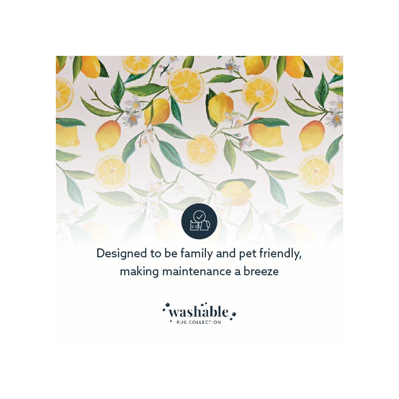 Laysan Home Transitional Washable Polyester 2'x8' Rug in Ivory and Yellow