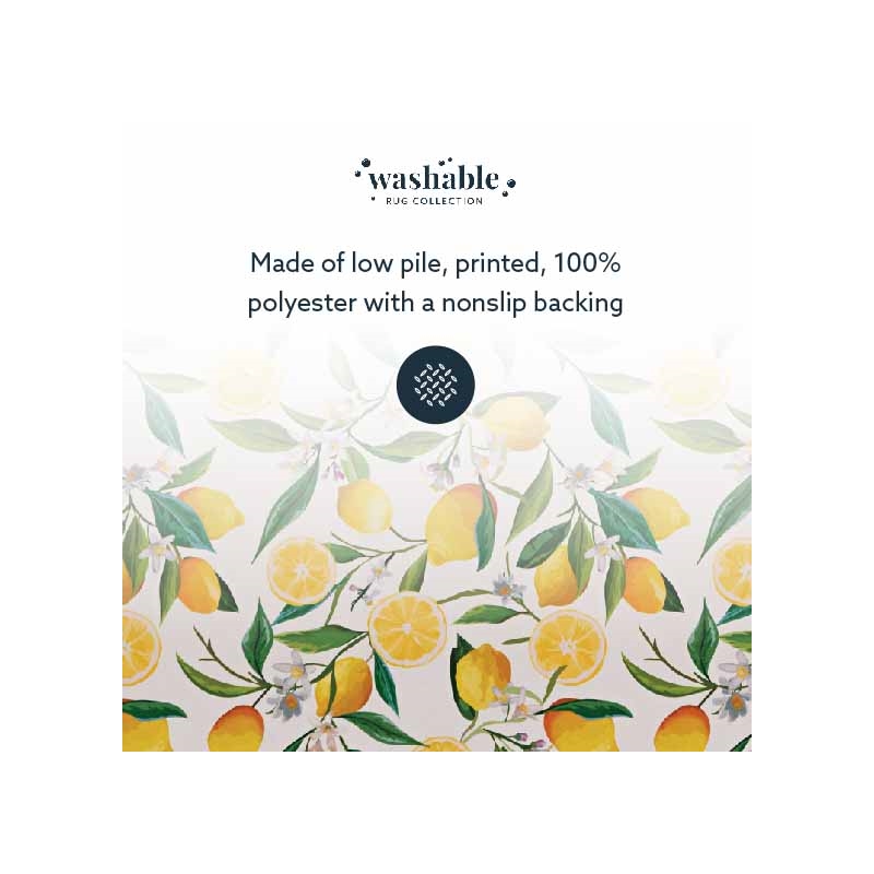 Laysan Home Transitional Washable Polyester 2'x8' Rug in Ivory and Yellow