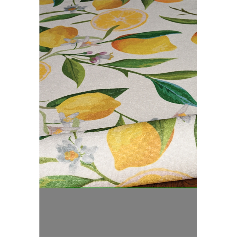 Laysan Home Transitional Washable Polyester 2'x8' Rug in Ivory and Yellow