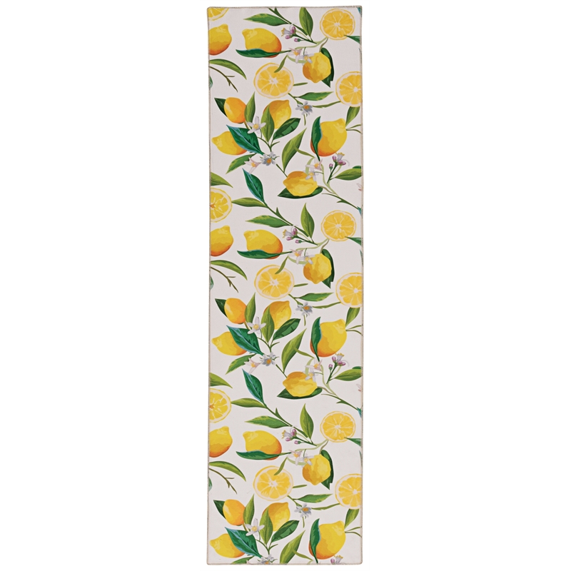 Laysan Home Transitional Washable Polyester 2'x8' Rug in Ivory and Yellow