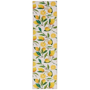 Laysan Home Transitional Washable Polyester 2'x8' Rug in Ivory and Yellow