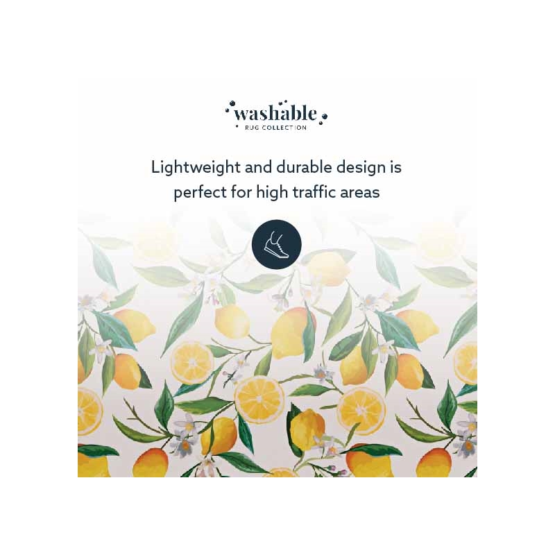 Laysan Home Transitional Washable Polyester 5'x7' Rug in Ivory and Yellow