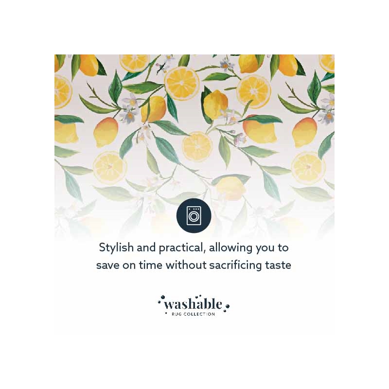 Laysan Home Transitional Washable Polyester 5'x7' Rug in Ivory and Yellow