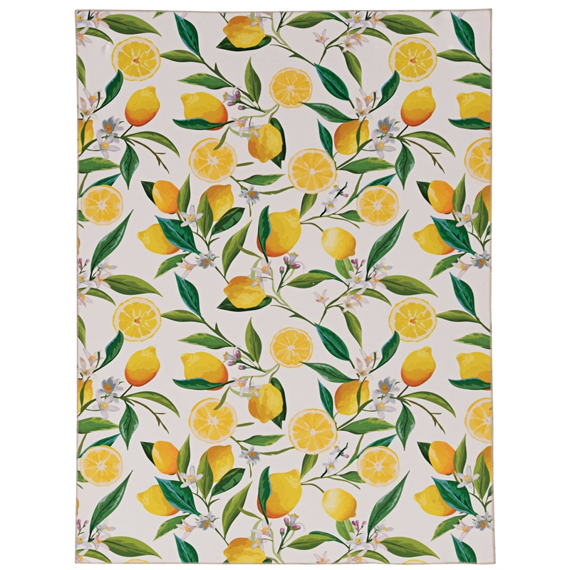 Laysan Home Transitional Washable Polyester 5'x7' Rug in Ivory and Yellow