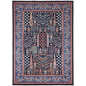 Laysan Home Traditional Woven Polyester 2'2&quotx3'2&quot Rug in Navy Blue and Red