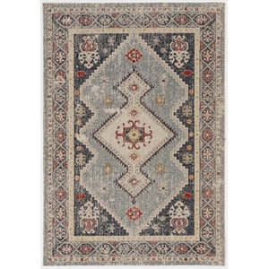 laysan home traditional machine made polyester 3'x5' rug in ivory and blue