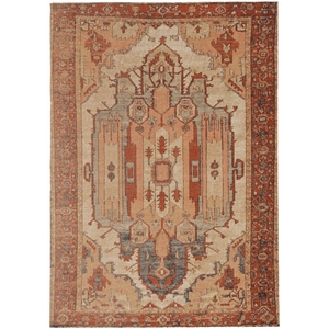 laysan home traditional machine made polyester 3'x5' rug in ivory and rust
