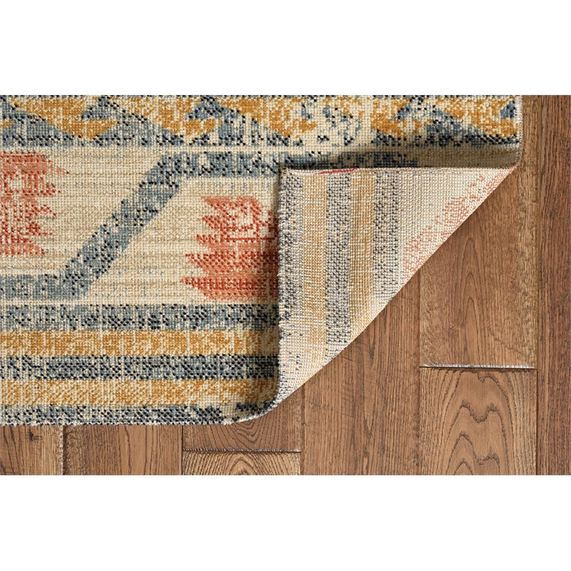 Laysan Home Traditional Machine Made Polyester 8'x10' Rug in Ivory and Rust