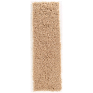 Laysan Home Transitional Flokati Hand Woven Wool 2'4&quotx8'6&quot Rug in Tan Brown