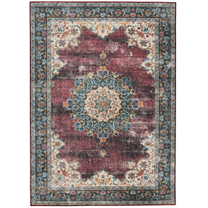laysan home transitional washable polyester 2'x3' rug in ivory and burgundy