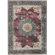 Laysan Home Transitional Washable Polyester 2'x3' Rug in Ivory and Burgundy