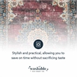 Laysan Home Transitional Washable Polyester 3'x5' Rug in Ivory and Burgundy