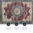 Laysan Home Transitional Washable Polyester 3'x5' Rug in Ivory and Burgundy