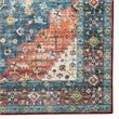 Laysan Home Transitional Washable Polyester 2'x8' Rug in Teal Blue and Rust