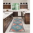 Laysan Home Transitional Washable Polyester 2'x8' Rug in Teal Blue and Rust
