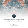 Laysan Home Transitional Washable Polyester 3'x5' Rug in Teal Blue and Rust
