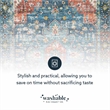 Laysan Home Transitional Washable Polyester 3'x5' Rug in Teal Blue and Rust