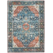 Laysan Home Transitional Washable Polyester 3'x5' Rug in Teal Blue and Rust