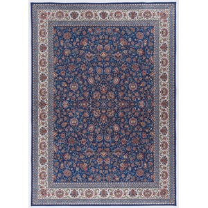 laysan home traditional woven polyester 5'x7' rectangle rug in blue and ivory