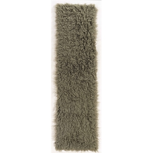 Laysan Home Transitional Flokati Hand Woven Wool 2'4&quotx8'6&quot Rug in Olive Green