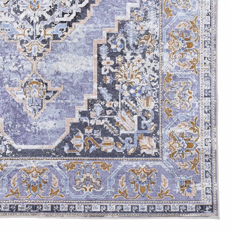 Laysan Home Traditional Woven Polyester 5'x7' Rectangle Rug in Lavender Purple