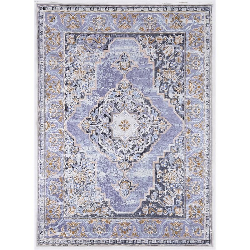 Laysan Home Traditional Woven Polyester 5'x7' Rectangle Rug in Lavender Purple