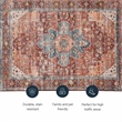 Laysan Home Transitional Washable Polyester 2'x3' Rug in Rust Orange and Ivory