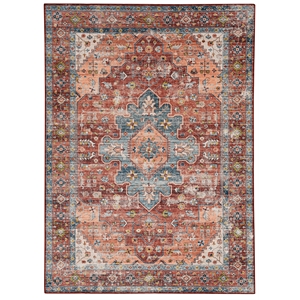 laysan home transitional washable polyester 3'x5' rug in rust orange and ivory